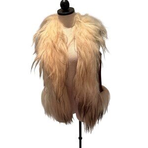 Vintage Genuine Mongolian Womens Lamb Fur Suede Vest Size Small Brown Rare